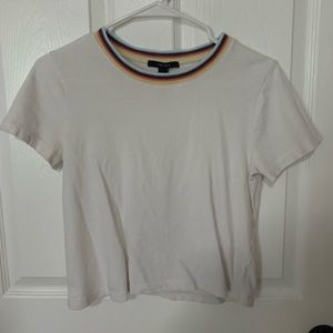 Forever 21 rainbow collar white crop top, size M